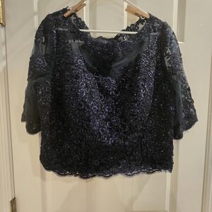 JJs House Navy Lace Blouse
